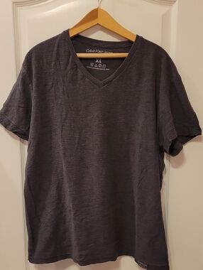 Calvin Klein Jeans Charcoal Gray V-Neck Tee